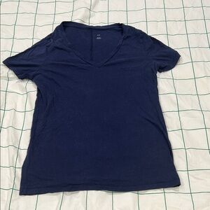 Classic Navy Blue Women's V-Neck Top